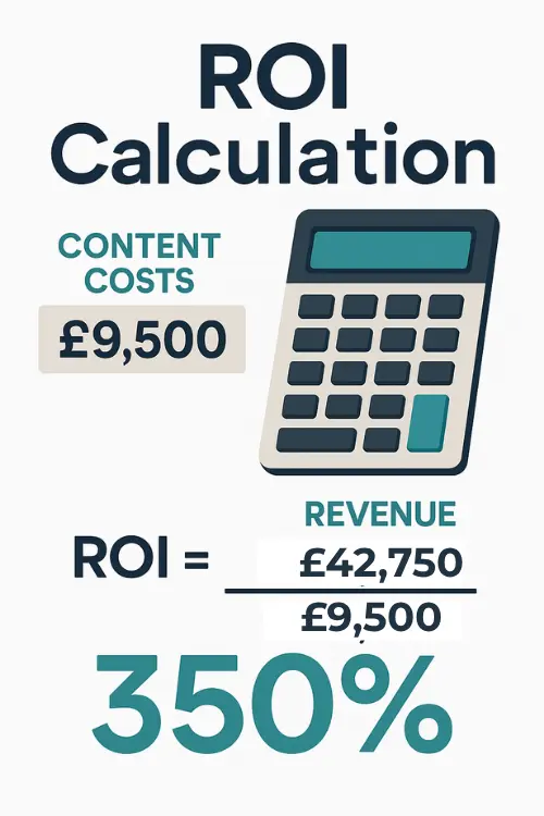 Content-ROI-Calculation-Infographic Content marketing ROI calculation infographic showing step-by-step process to measure blog post revenue attribution and return on investment